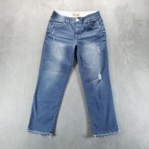 Democracy Jeans Womens 8 Blue Slim Ankle Distressed Raw Hem Ab Technology